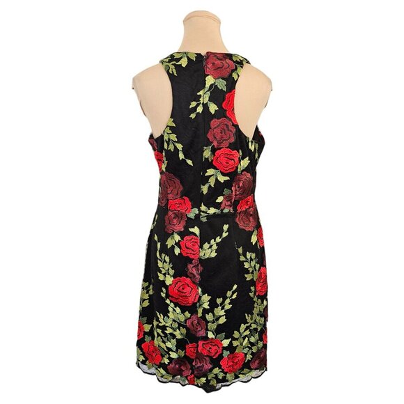 Betsy Johnson Black Floral Embroidered Dress Sz 8 - Picture 6 of 13